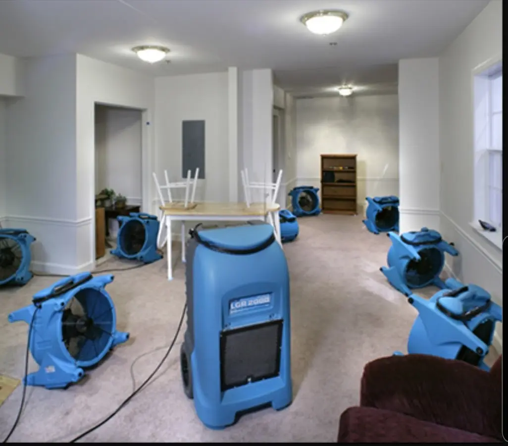 Air movers and dehumidifier setup for Water Extraction & Removal in Haslet